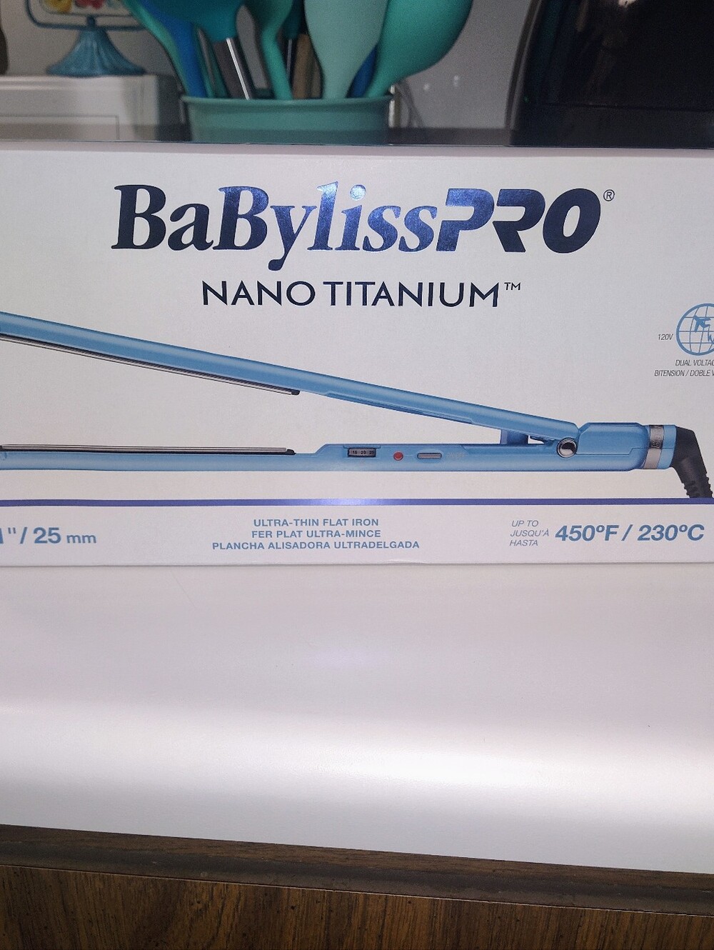 New BaBylissPRO Nano Titanium Blue Flat Iron 1in